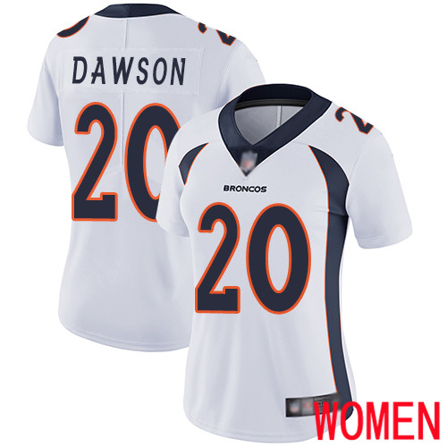 Women Denver Broncos #20 Duke Dawson White Vapor Untouchable Limited Player Football NFL Jersey->youth nfl jersey->Youth Jersey